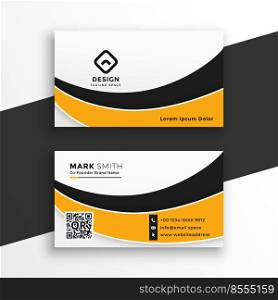 abstract white and yellow wavy business card template