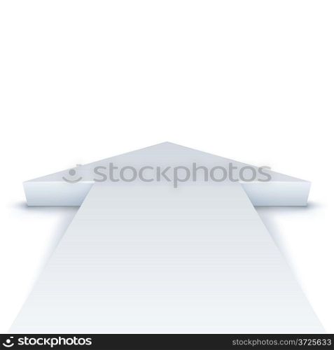 Abstract white arrow pointing straight ahead business vector background with copy space.