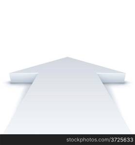 Abstract white arrow pointing straight ahead business vector background with copy space.