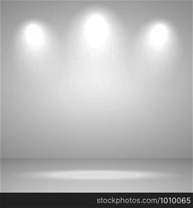 Abstract white background empty room studio for exhibition and interior with spot light , vector illustration