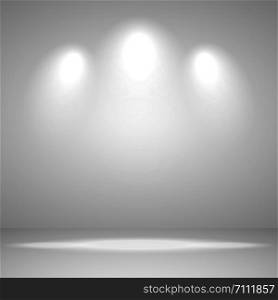 Abstract white background empty room studio for exhibition and interior with spot light , vector illustration