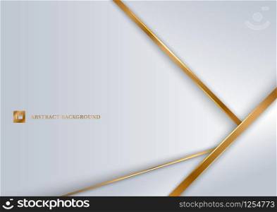 Abstract white background geometric overlapping layer with golden line luxury style. Vector illustration