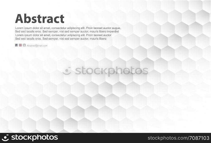 Abstract white background of Embossed surface Hexagon,Honeycomb modern pattern concept, Creative light and shadow style.Geometric mesh minimal clean gradient color for wallpaper.3D.vector illustration