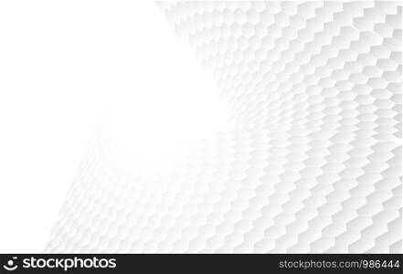 Abstract white background of Embossed surface Hexagon,Honeycomb modern pattern concept, Creative light circle style. Geometric mesh minimal clean gradient color for wallpaper.vector illustration