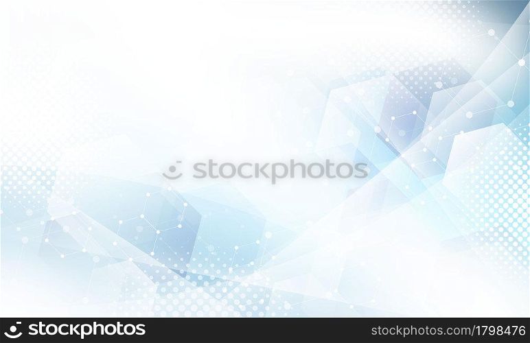 Abstract white blue background poster with dynamic. technology network Vector illustration.