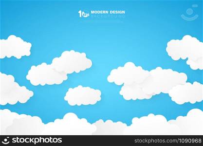 Abstract white clouds on blue sky background. Decorate for poster, ad, artwork, template design, headline. illustration vector eps10