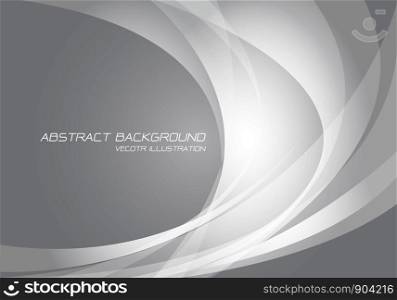Abstract white curve light on grey design modern futuristic technology background vector illustration.