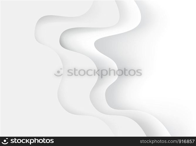 Abstract white curve paper cut overlap 3D decoration background vector illustration.