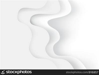 Abstract white curve paper cut overlap 3D decoration background vector illustration.