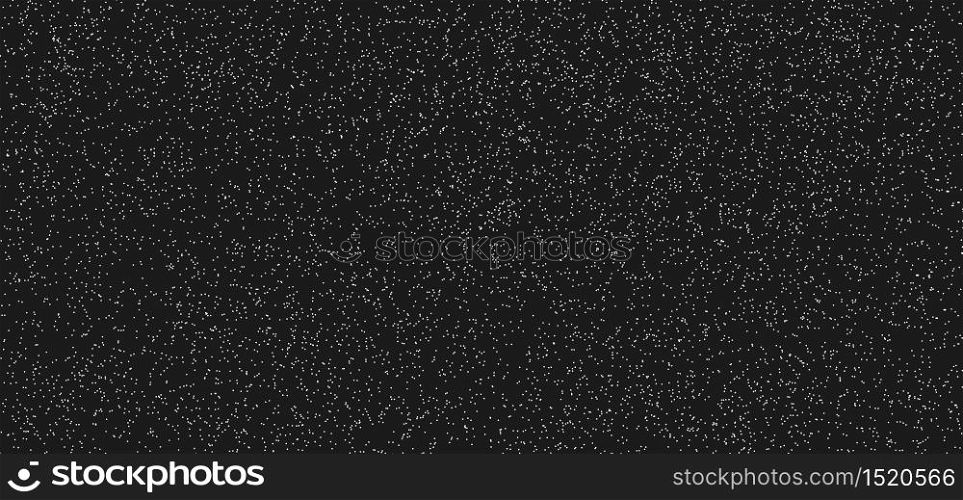 Abstract white dotted pattern grunge on black background and texture. Surface with fine fibers, particles and dust. Small noise, chaotic dots, spots. Vector illustration