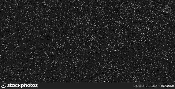 Abstract white dotted pattern grunge on black background and texture. Surface with fine fibers, particles and dust. Small noise, chaotic dots, spots. Vector illustration
