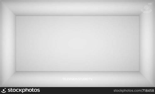 Abstract white empty room, niche with white wall, floor, ceiling, dark side without any textures, box top view colorless 3d illustration.. Abstract white empty room, niche with white wall, floor, ceiling, dark side without any textures, box top view colorless 3d illustration