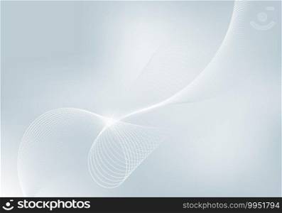 Abstract white flowing particles on gray background with lighting technology digital futuristic concept. Vector illustration