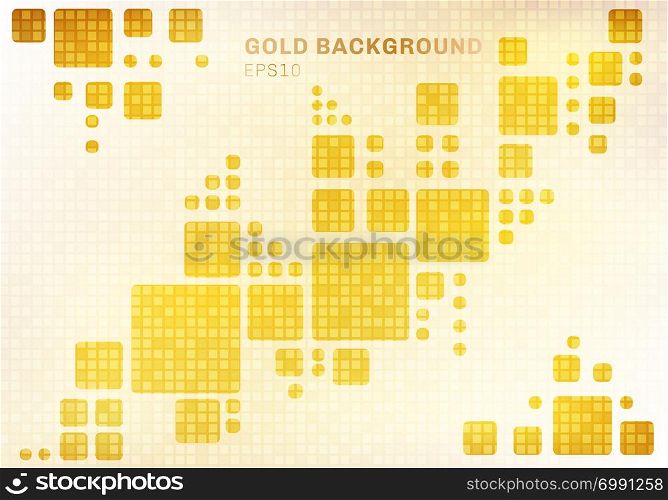 Abstract white geometric on shiny golden square mosaic pattern background and texture luxury style. Vector illustration