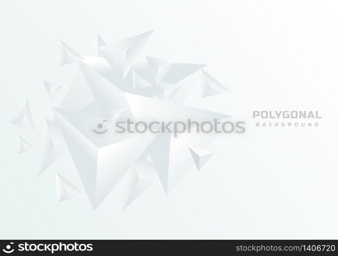 Abstract white geometric polygonal background. You can use for template brochure design. poster, banner web, flyer. Vector illustration