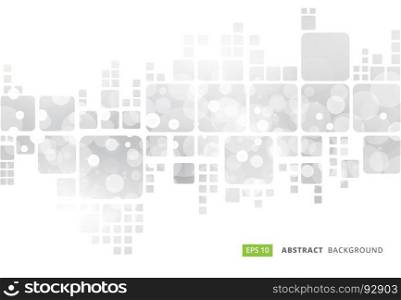 Abstract white geometric square border on gray blur bokeh background, Vector illustration