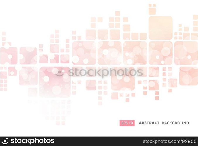 Abstract white geometric square border on pink blur bokeh background, Vector illustration
