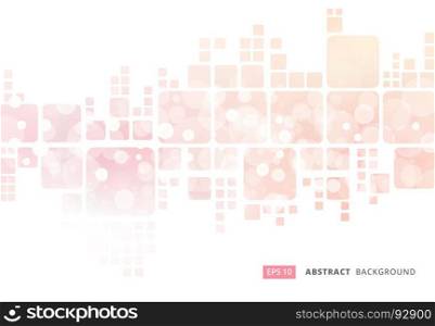 Abstract white geometric square border on pink blur bokeh background, Vector illustration