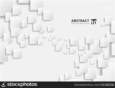 Abstract white geometric squares shape overlapping pattern on gray background. Vector illustration