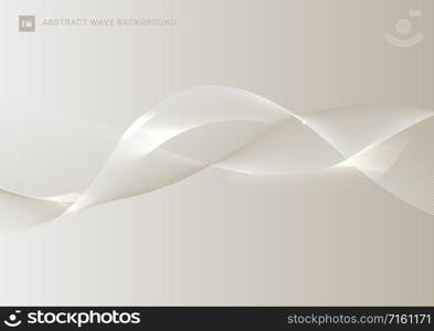 Abstract white gold smooth waves lines with glow wavy stripes background. Creative line art luxury style. Vector illustration