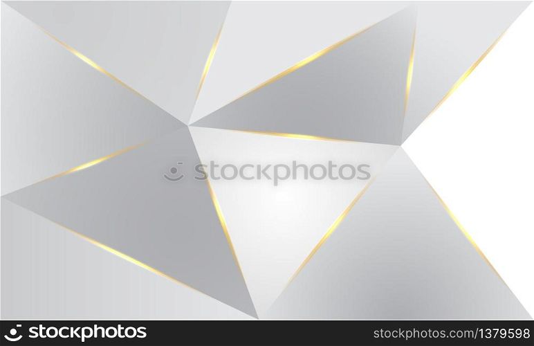 Abstract white grey triangle geometric gold line design modern futuristic luxury background vector illustration.