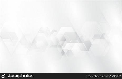 Abstract white hexagon background poster with dynamic. technology network Vector illustration.