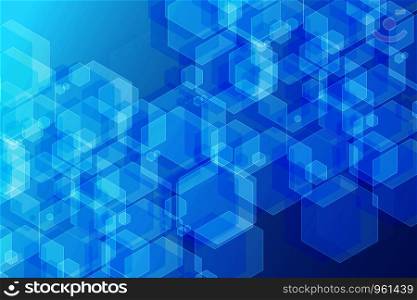 Abstract white hexagon on blue background. Use for poster, artwork, template design. illustration vector eps10