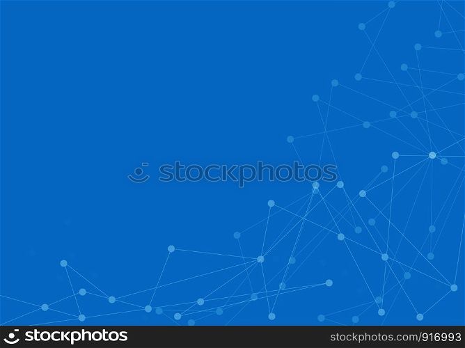 Abstract white line polygon spot connect network on blue technology background vector illustration.