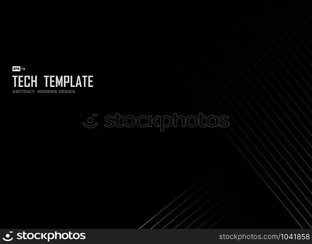 Abstract white line tech stripe on black background design template. Use for poster, artwork, ad, design. illustration vector eps10