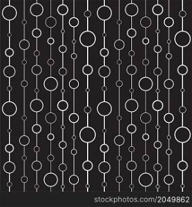 Abstract white lines and circles on black background. Vector illustration