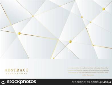 Abstract white luxury premium background with luxury triangles pattern and gold lighting lines. You can use for ad, poster, template, business presentation. Vector illustration