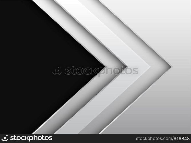 Abstract white metallic arrow direction with dark grey blank space design modern futuristic background vector illustration.