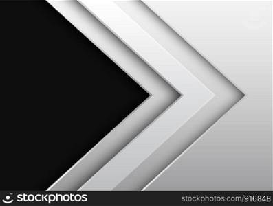 Abstract white metallic arrow direction with dark grey blank space design modern futuristic background vector illustration.