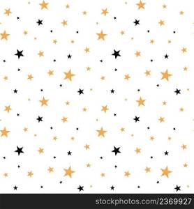 Abstract white modern background with gold and black stars. Star seamless pattern. Template for fabric, wrapping, wallpaper and design vector illustration
