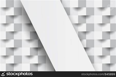 Abstract white paper cover geometric shape from gray cubes.Brick wall squares texture.Scene for your text background.Creative design Seamless minimal modern pattern wallpaper Vector .Illustration.EPS10