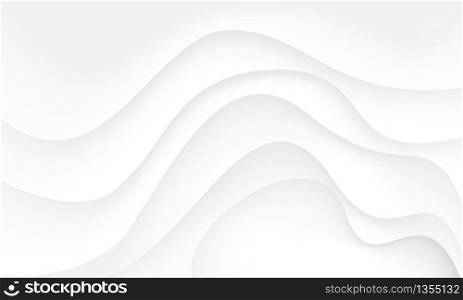 Abstract white paper cut wave curve overlap background texture vector illustration.