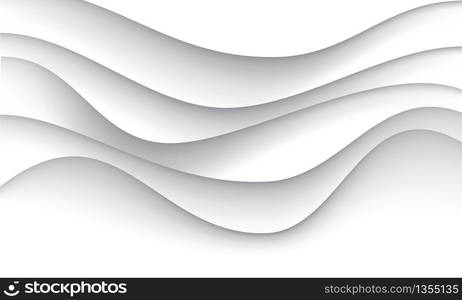 Abstract white paper cut wave curve overlap background texture vector illustration.