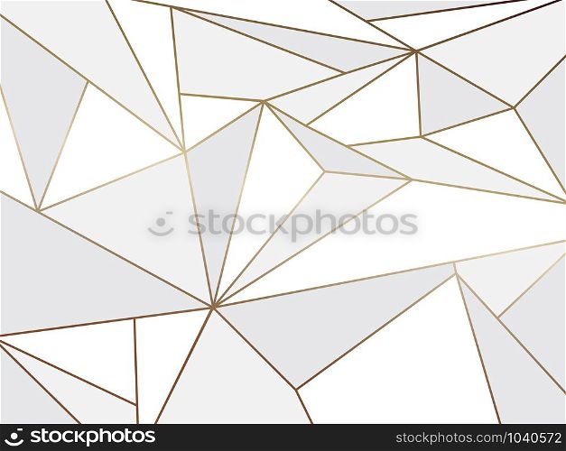 Abstract white polygon artistic geometric with gold line background