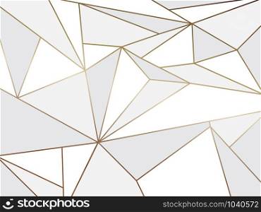 Abstract white polygon artistic geometric with gold line background