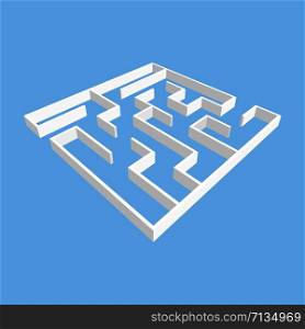 Abstract white square maze. 3D surround style. Game for kids. Puzzle for children. One entrance, one exit. Labyrinth conundrum. Vector illustration. Abstract white square maze. 3D surround style. Game for kids. Puzzle for children. One entrance, one exit. Labyrinth conundrum. Vector illustration.