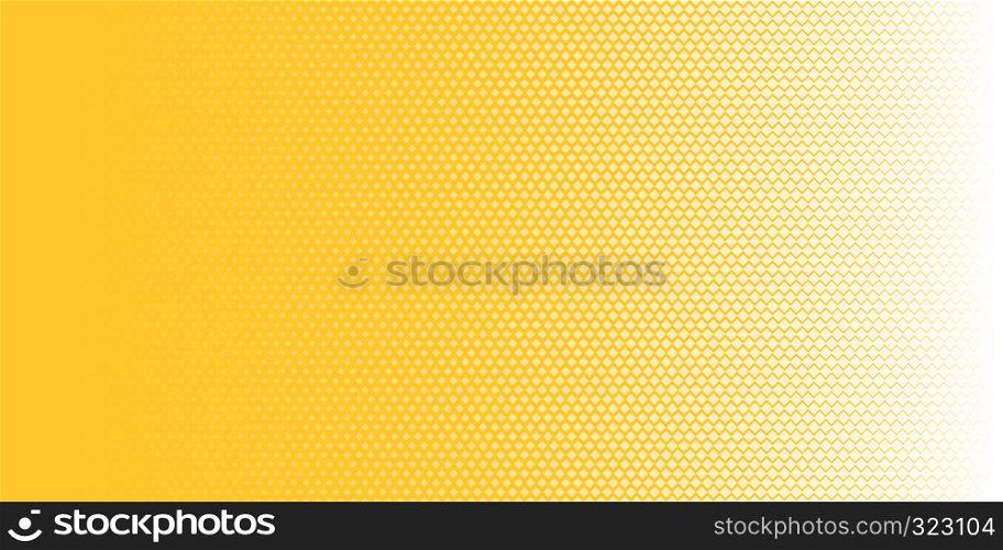 Abstract white squares pattern halftone texture horizontal on yellow background pop art style. You can use for Design elements presentation, banner web, brochure, poster, leaflet, flyer, etc. Vector