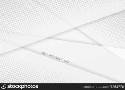 Abstract white tech overlap design with dot halftone pattern background. Use for ad, poster, artwork, template design, print, presentation. illustration vector eps10