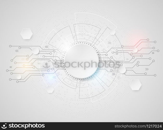 Abstract white technology background concept with various data hi-tech computer elements. Vector illustration