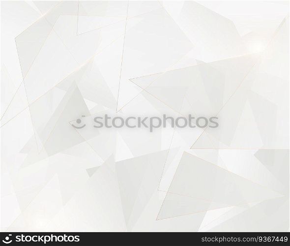 Abstract white triangles geometric with golden lines. Luxury concept. Vector illustration