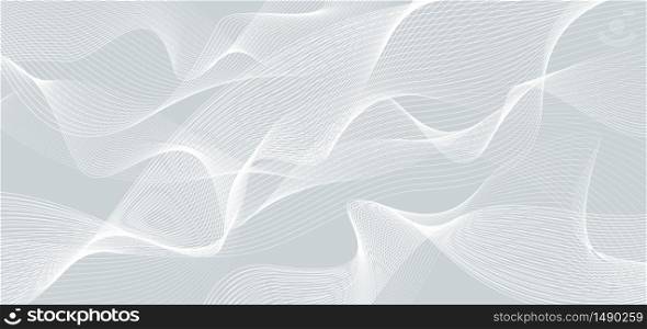 Abstract white wave or wavy line background and texture. Vector illustration