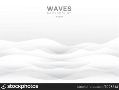 Abstract white waves background and texture with copy space. Smooth wavy nature. Vector illustration