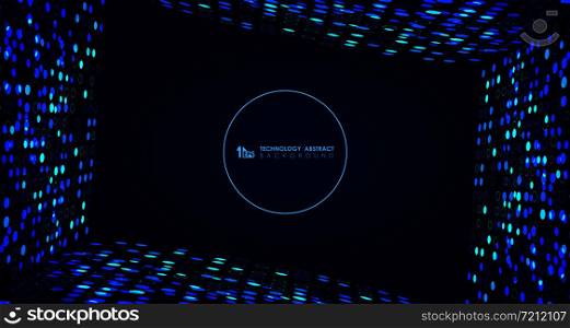 Abstract wide blue technology circle dots pattern line of digital cover background. You can use for ad, poster, artwork, template cover design, futuristic style, annual report. illustration vector eps10