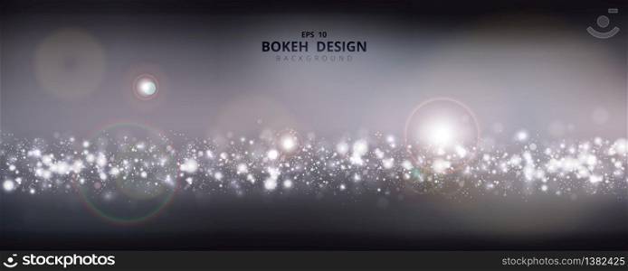 Abstract wide bokeh design of pure white glitters pattern artwork on summer background. Decorate for ad, poster, artwork, template design, print. illustration vector eps10