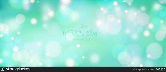 Abstract wide nature summer of mesh green bokeh background. Decorate for poster, copy space of text, print, presentation. illustration vector eps10