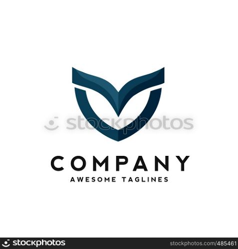 abstract wing and shield colorful logo concept